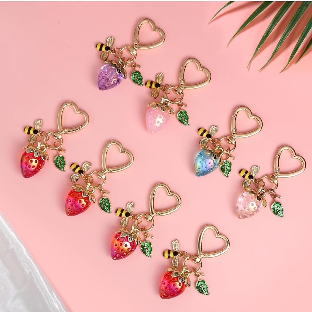 NWOT Heart-Shaped Strawberry Keychains/Bag Charms (Choose 1) - Picture 3 of 3